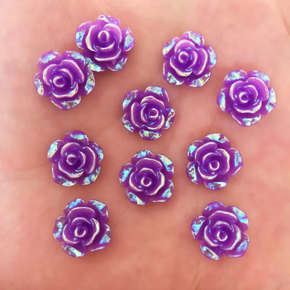 purple 60 шт AB смолы 12 мм Мини милый цветок Flatback Стразы Украшения для вырезки сделай сам свадебные аппликации ремесло W82* 2 - Цвет: purple