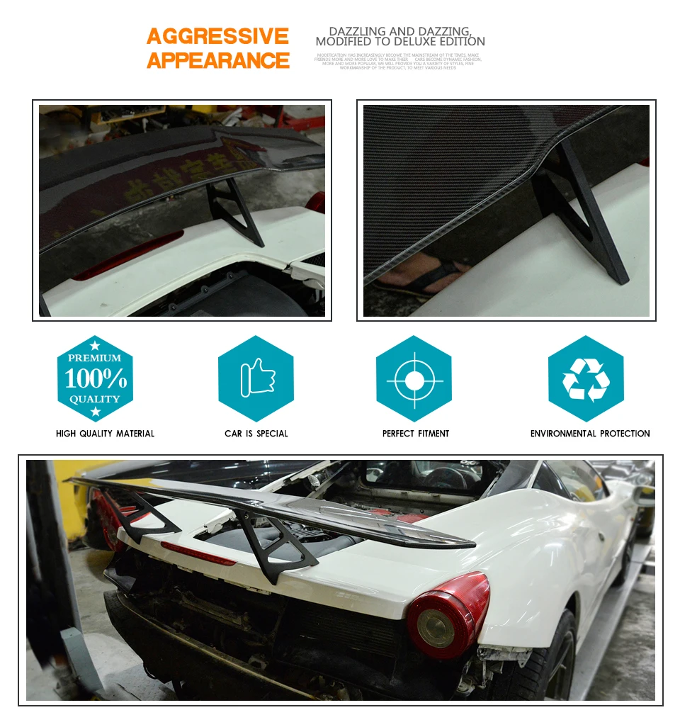 Углеродное волокно задний спойлер багажника автомобиля крыло для Ferrari 458 Spider Base трансформер 2 двери 2011 2012 2013