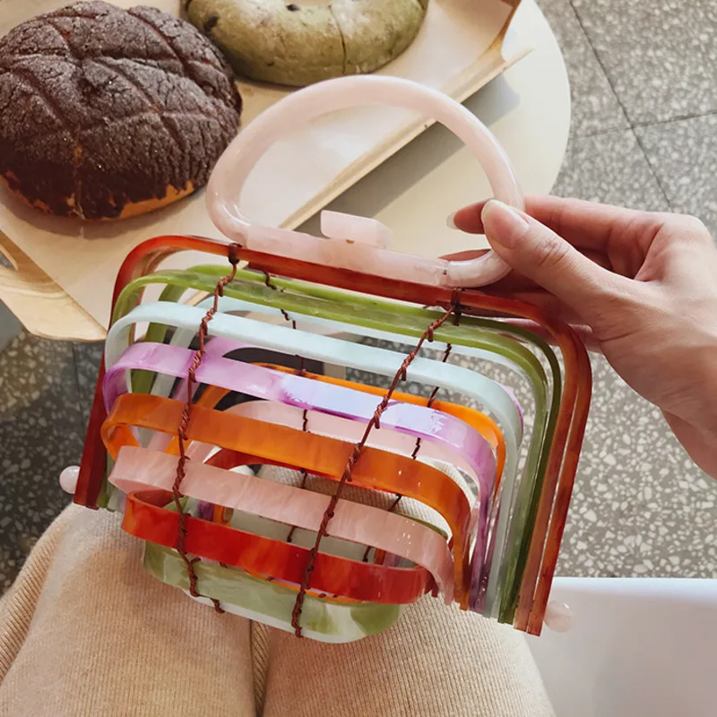 Женская разноцветная дизайнерская клетка для птиц с одной ручкой акрил