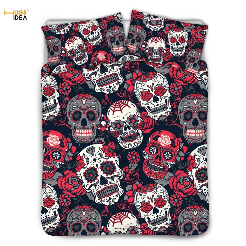 HUGSIDEA в стиле панк сахарный череп печатных постельное белье с 2 шт наволочки