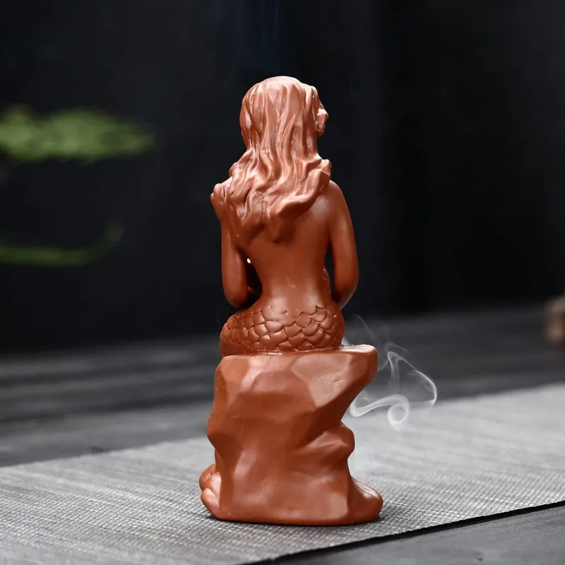 Горелка для благовоний русалка с фиолетовым песком декор гостиной керамическая