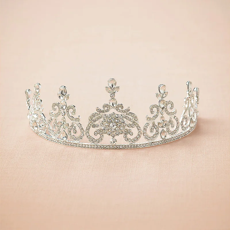 Женский винтажный аксессуар для волос серебряная тиара со стразами и короной |