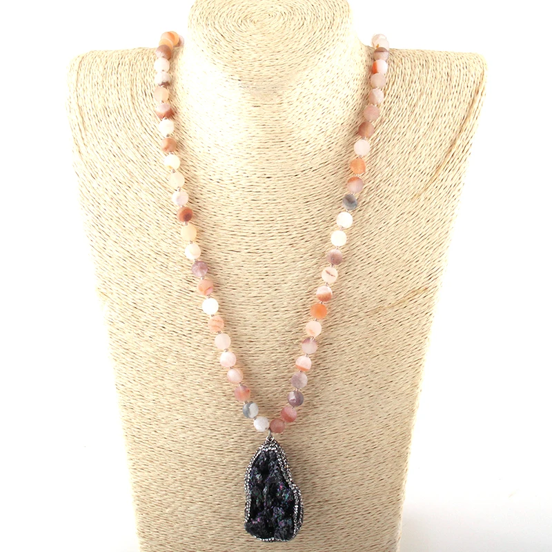 Модное богемное ювелирное изделие длинное узелковое ожерелье из натуральной