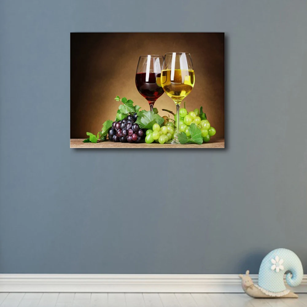 Винтажная супер кухонная Настенная картина холст виноградный урожай чашка вина