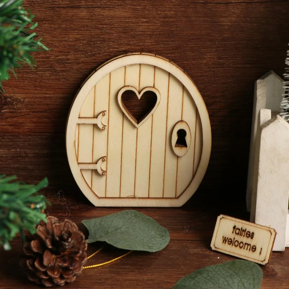 OurWarm 6 шт. DIY деревянная фея эльф дверь ремесло комплект Рождественское украшение для дверей винтажная миниатюрная сказочная садовая Гирлянда Декор подарок