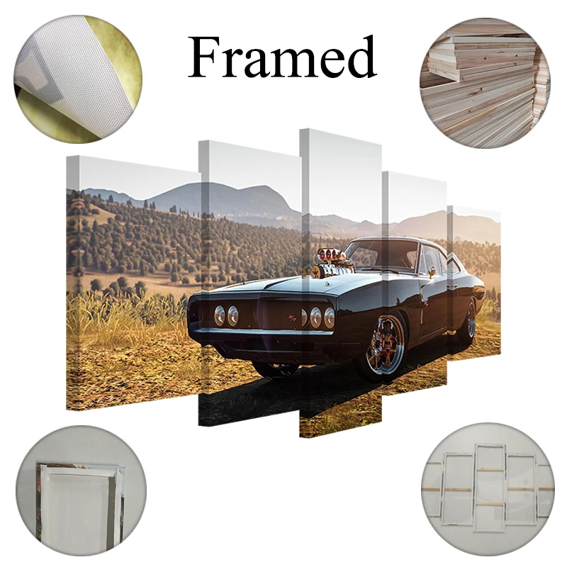 YPHYHD 5 шт. 1970 Dodge Charger RT холст картина картины модульная печать художественное