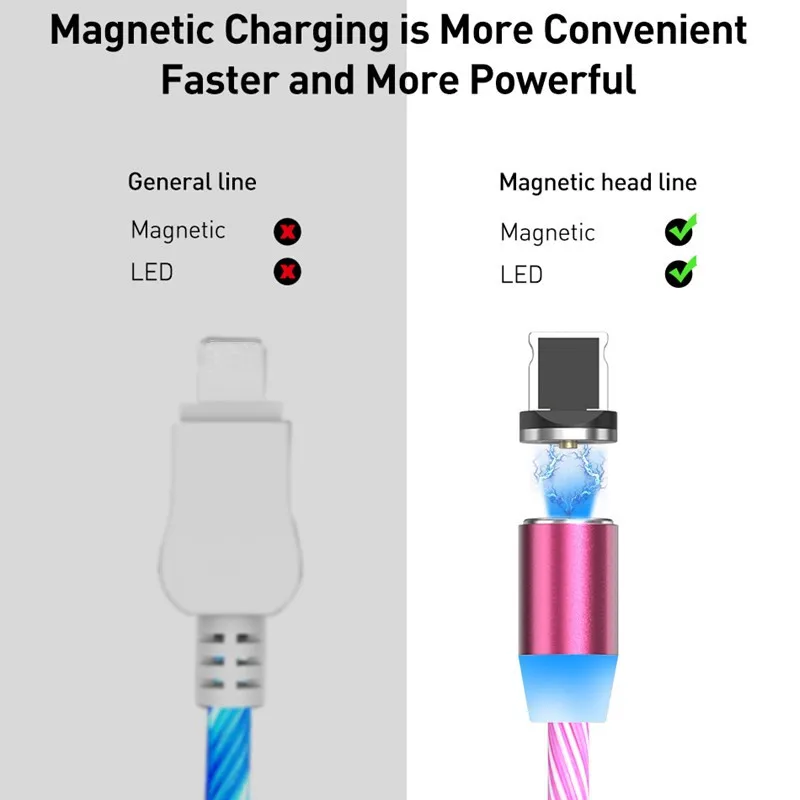 МАГНИТНЫЙ световой светодиодный светильник USB зарядное устройство кабель для iPhone Xs Max Micro type C зарядка A50 A70 P30 шнур Быстрая зарядка магнит
