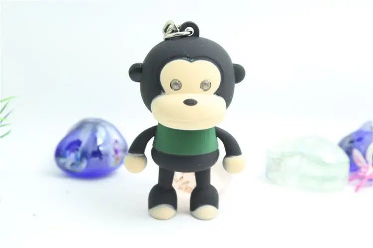 Милая обезьяна звуковой светильник брелоки с фонариком звуковое кольцо