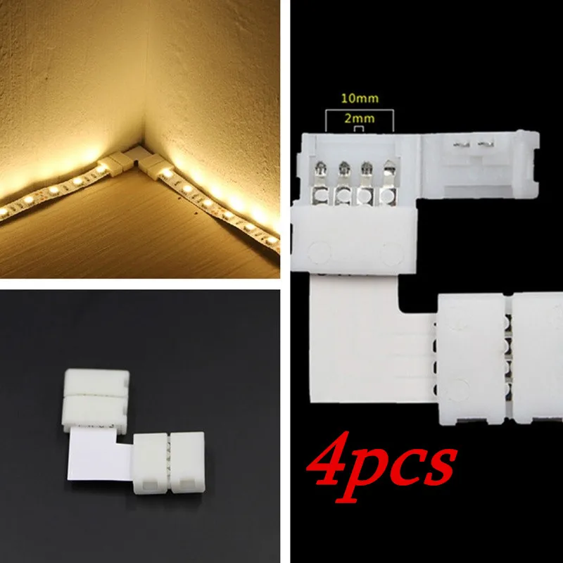 

4 упаковки l-образные 4Pin RGB 5050 светодиодные Коннекторы