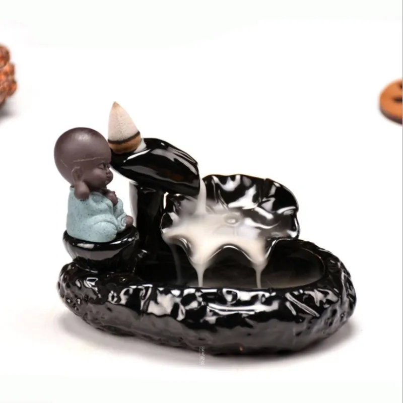 Маленький монах водяная Лилия Ладан держатель горелки курильница с обратным