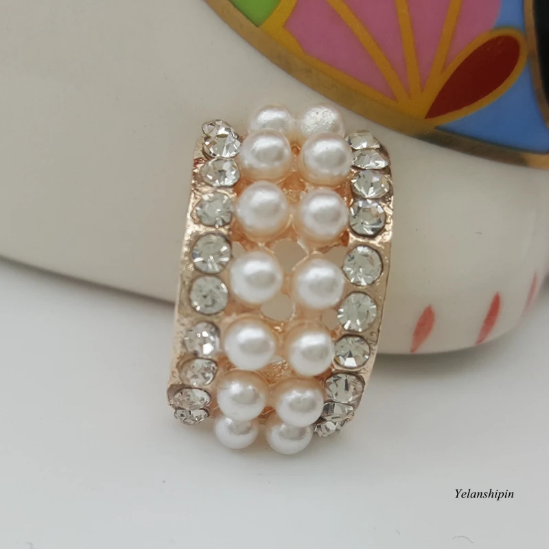 120 шт./лот металлическая жемчужная пуговица с кристаллами для повязки на голову