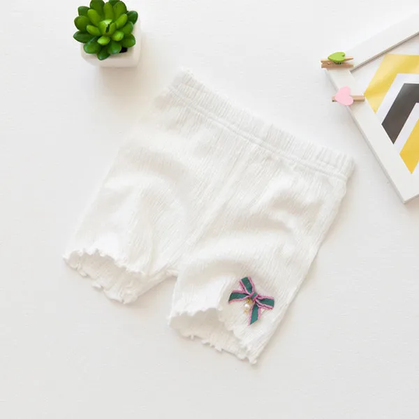 white bowknot Новые летние шорты Modaier для девочек Детские хлопковые брюки с бантиком и кроликом, элегантные штаны шорты для девочек возрастом от 3 до 9 лет - Цвет: white bowknot