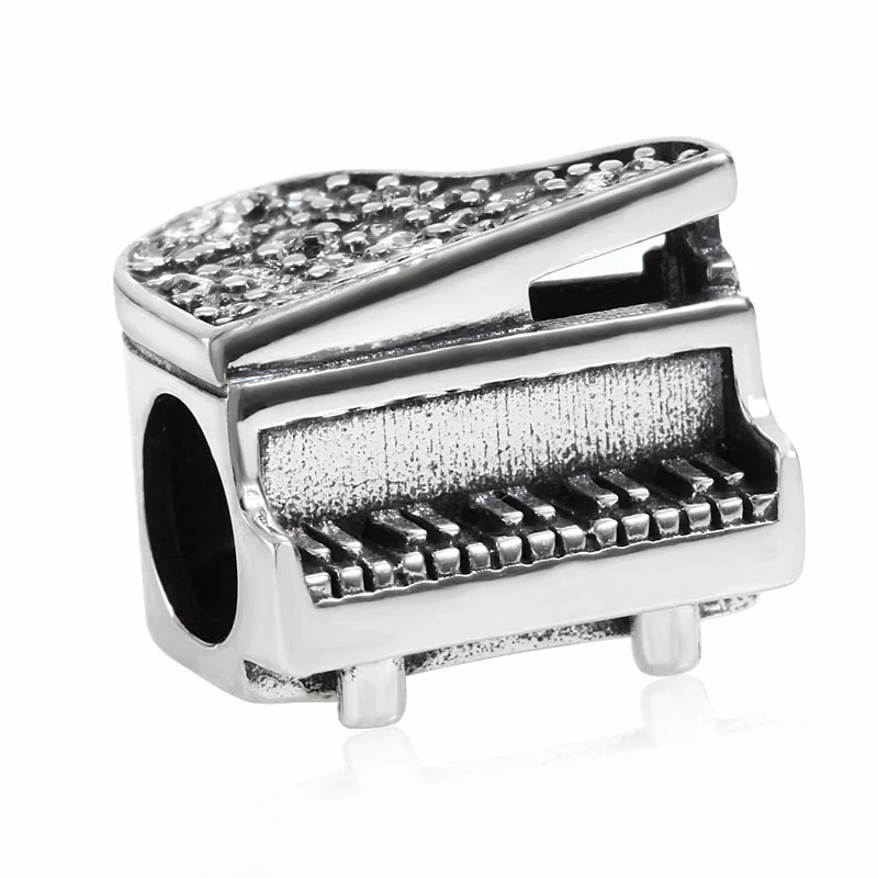 Music Piano Charm Sambaah любим музыку биения подвеска с фианитом камень 925 пробы серебро наушников бусинами подходят Pandora музыка браслет с нотами - Цвет: Music Piano Charm