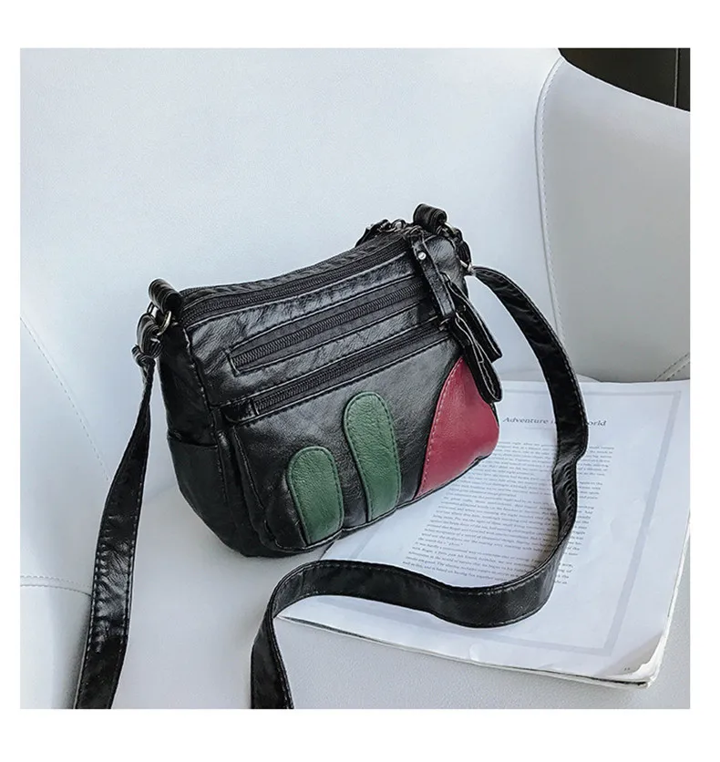 High Quality Mini Black Bag Women Very Soft Washed PU Leather Female Purses and Handbag Lady Small Messenger Bag for