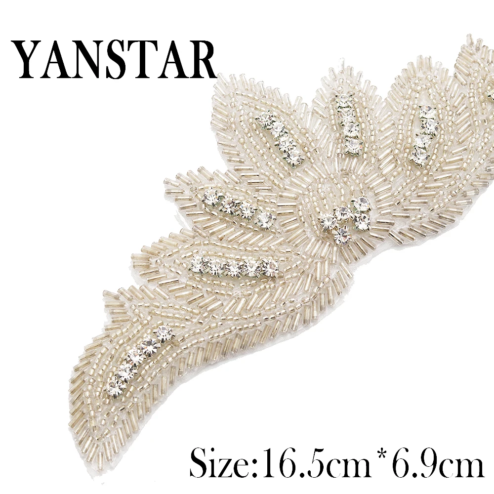 

YANSTAR 30PCS Wholesale Bridal Gown Sash Rhinestone Applique Patch For Wedding Dress Belt Clear Rose Gold Crystal YS921