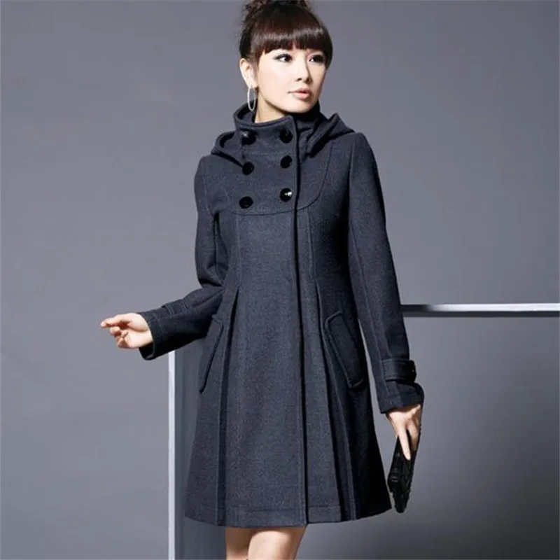 OCQBI Hooded Woolen Women Coat Plus Size Fashion Designer Clothing Korean Style Bodycon Ladies | Женская одежда