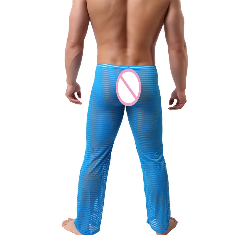 2018 модная прозрачная Мужская пикантная мягкая удобная длинная пижама в полоску