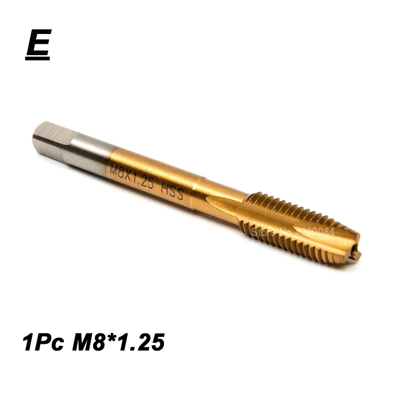 1Pc M8 1.25 1 шт. M3-M8 спиральная точка прямой рифленый кран сверло титановая кольцевая пила и адаптер HSS 6542/M2 для станка винт Резьба Метрическая дрель - Цвет: 1Pc M8 1.25