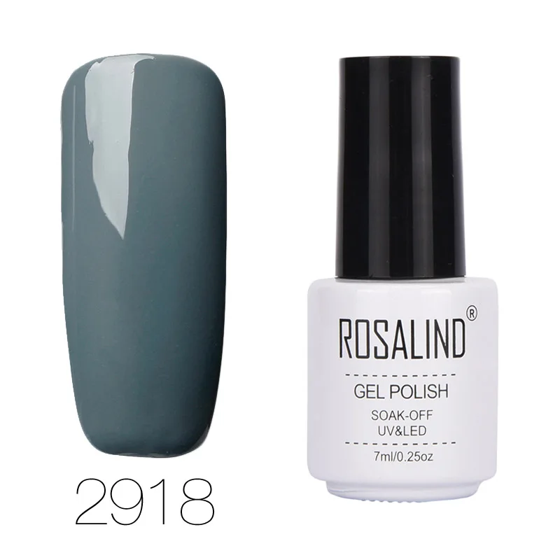 2918 ROSALIND гель 1S 7 мл серый цвет серии Гель-лак для ногтей замочить от стиль длительный УФ Цвет Полный Дизайн ногтя маникюрные Лаки - Цвет: 2918