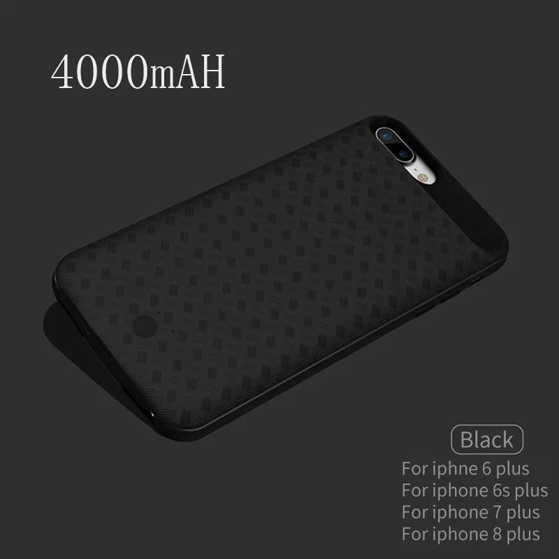 Black for 6 7 8 plus 3000/4000 мАч Внешний аккумулятор для телефона для iphone 8 Plus чехол для зарядного устройства для iphone 6 6s 7 Plus чехол для зарядного устройства чехол для зарядки - Цвет: Black for 6 7 8 plus