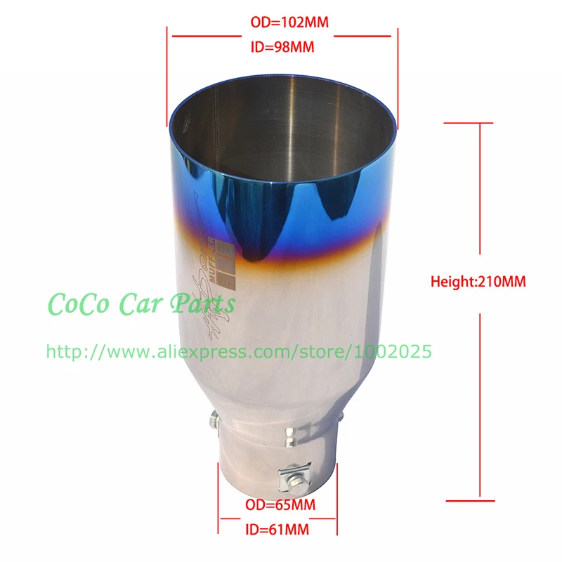 Выхлопной глушитель из нержавеющей стали с титановым покрытием 304 внешний