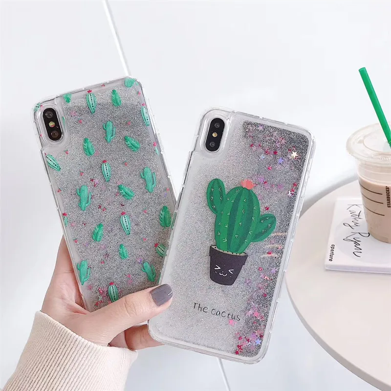 Зыбучий песок чехол для телефона в форме кактуса iphone XS MAX XR X Жесткий пластиковый