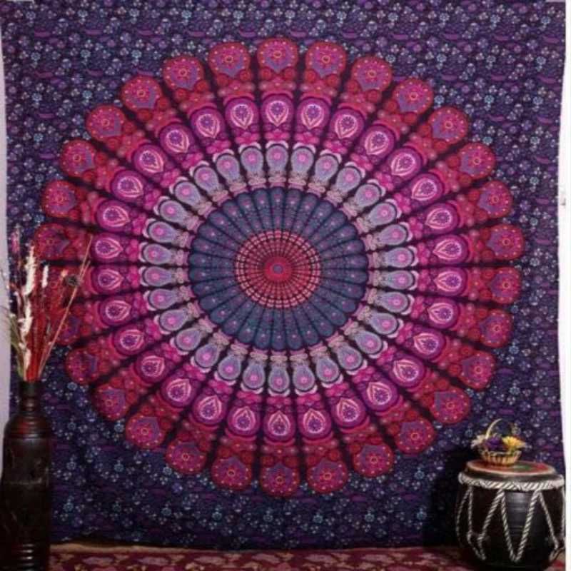 Индийский гобелен с мандалой богемные покрывала на стену в стиле хиппи украшение