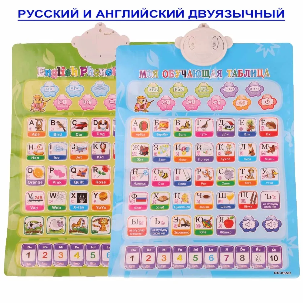 Russian and English Электронный говорящий плакат с русским языком, алфавит ABC, звуковая диаграмма, фонетическая диаграмма для раннего обучения - Цвет: Russian and English