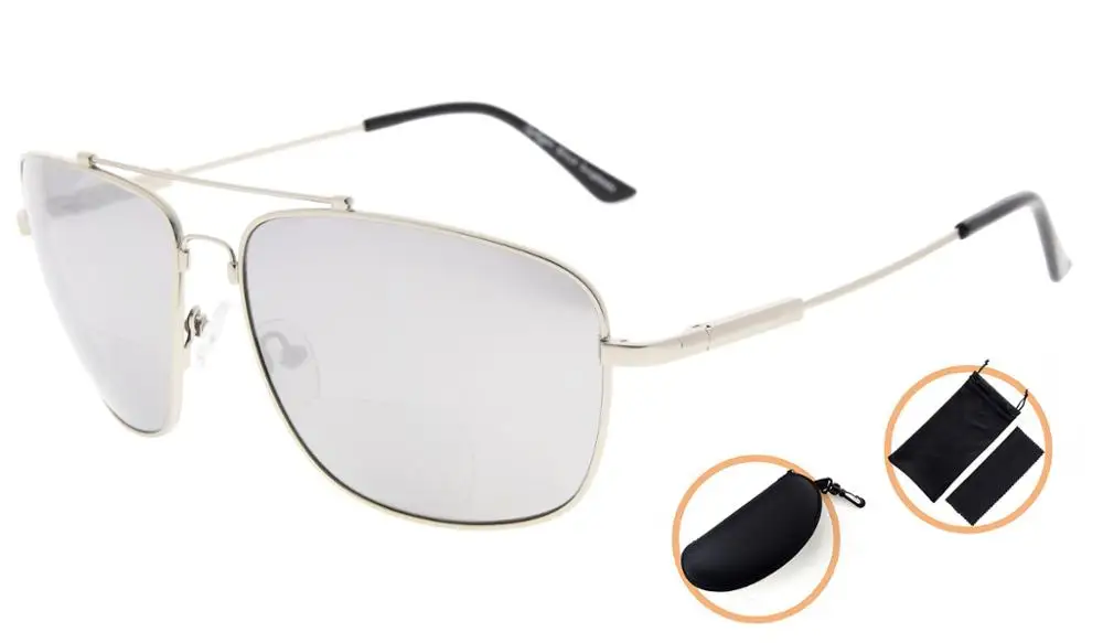 SG1801 Eyekepper памяти двухфокусные солнцезащитные очки гибкие Титан солнцезащитные очки для чтения - Цвет оправы: SilverMirror