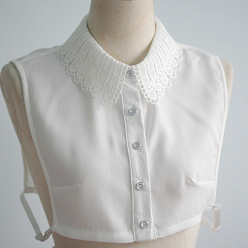 Women lace collar white chiffon decorative border fake collars apparel accessories |