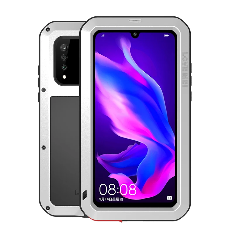 Для huawei P30 Lite LOVE MEI мощный металлический чехол+ Gorilla glass Life водонепроницаемый противоударный металлический полный защитный чехол для телефона