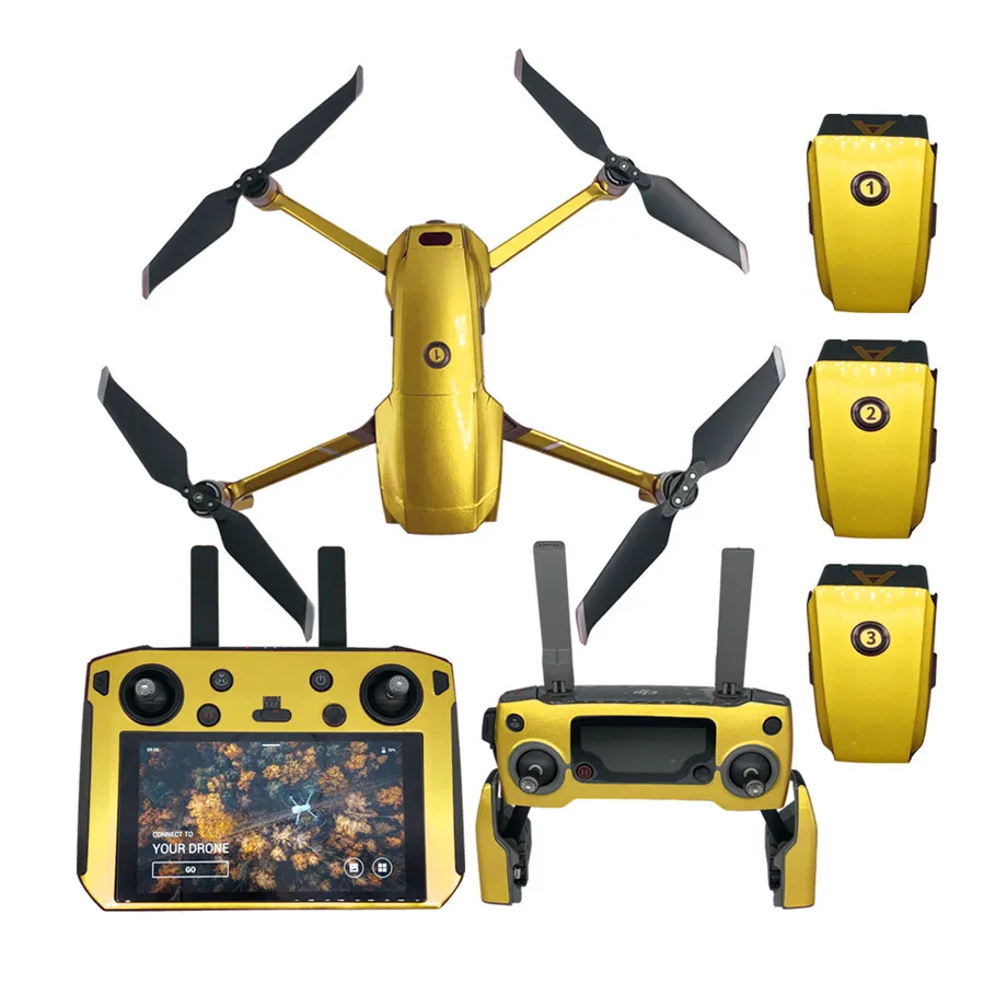 Золотой Наклейка Водонепроницаемая наклейка для DJI Smart контроллер Роскошные наклейки Кожа для DJI MAVIC 2 Pro& Zoom Дрон аксессуар 4 батареи - Цвет: Золотой