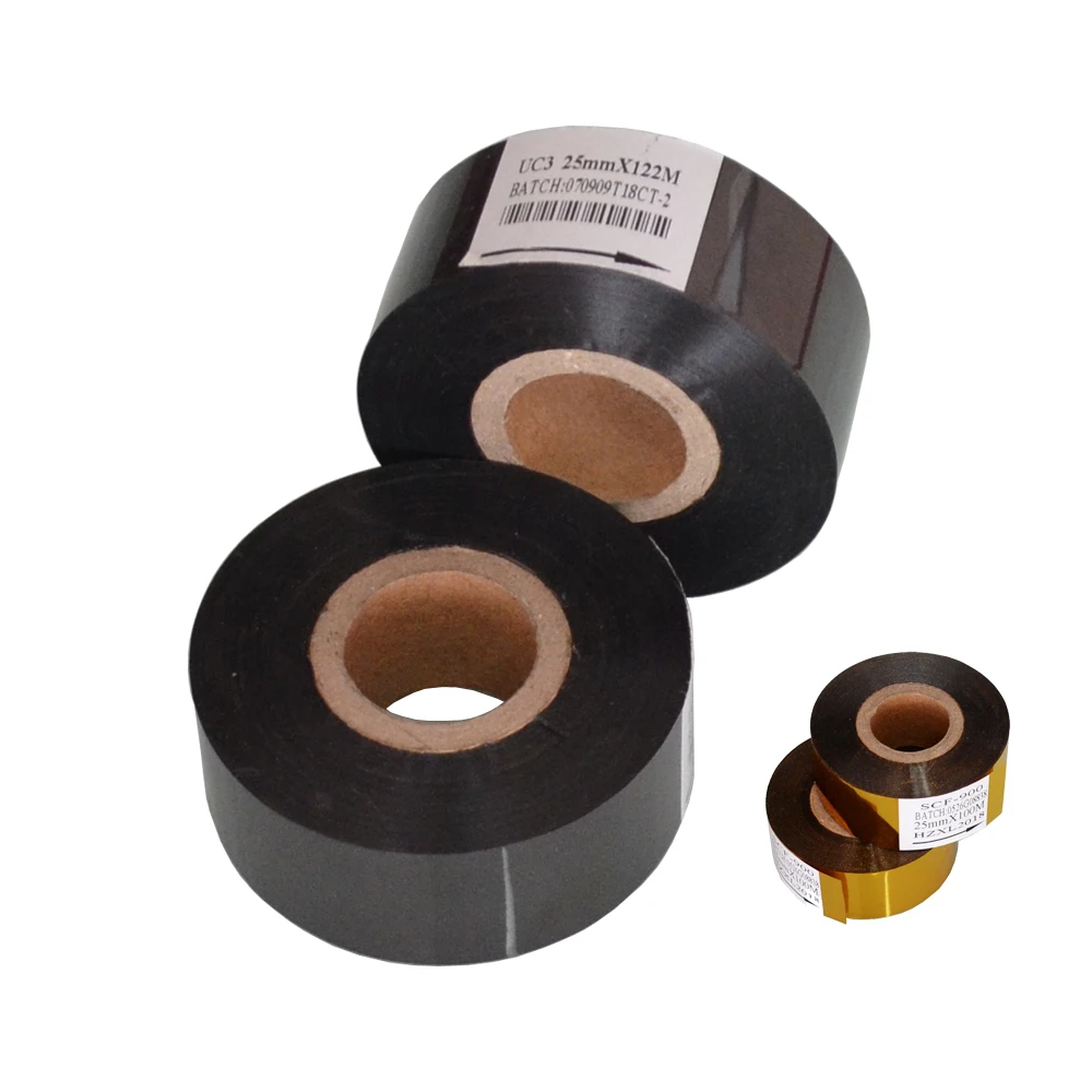 

Black Width 25mm length 100m hot stamping expiration date ribbon for packing bags
