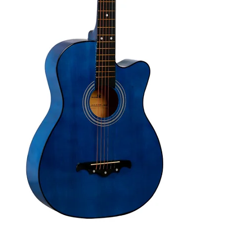 38 inch Acoustic Guitar for Beginners Guitar Sets with Capo Picks 6 Strings Guitar Basswood 13 Colors Musical Instruments AGT166 - Color: 38 inch blue
