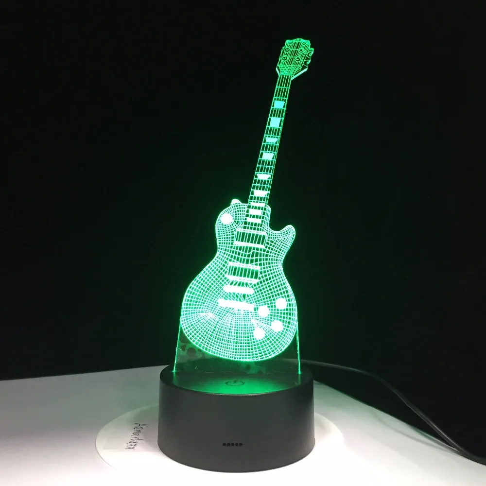 3D Электрогитары светодиодный светильник 7 Красочные USB LED Настольная лампа