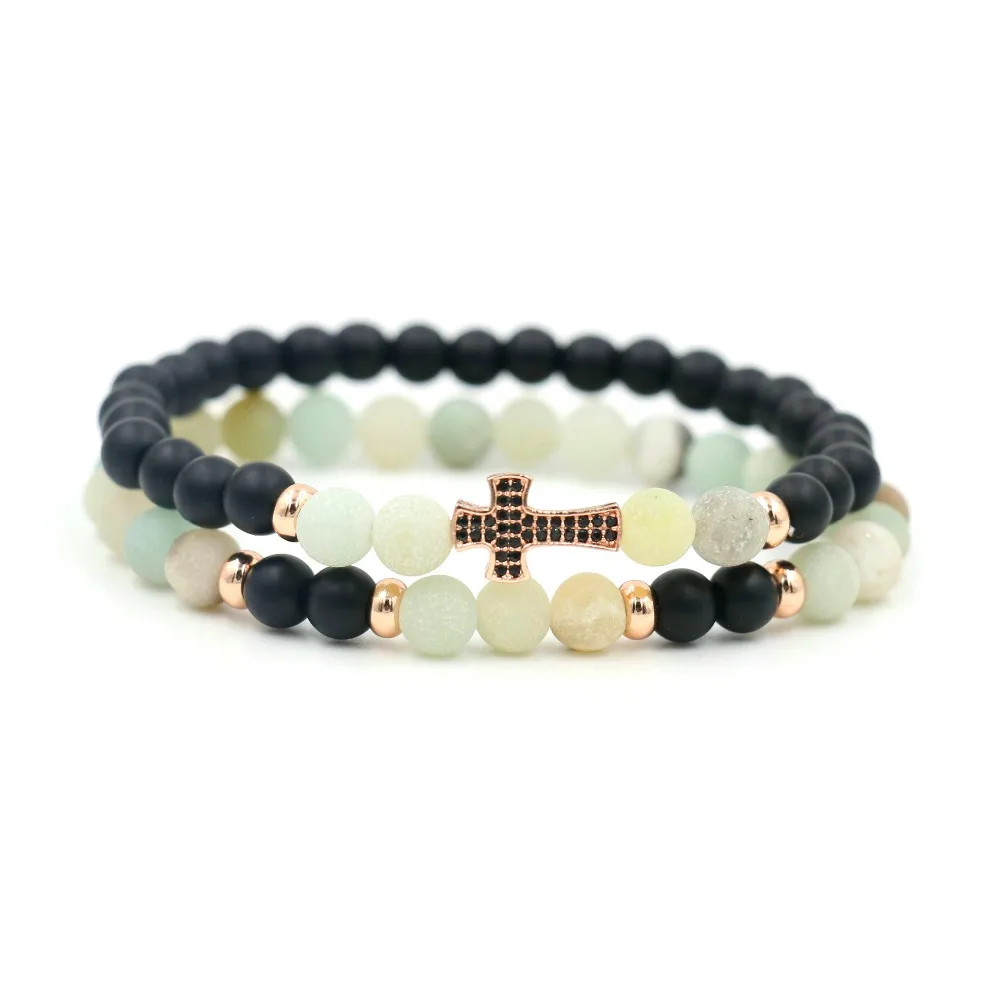 Браслет из бусин амазонита для мужчин и женщин ювелирные украшения ниток с