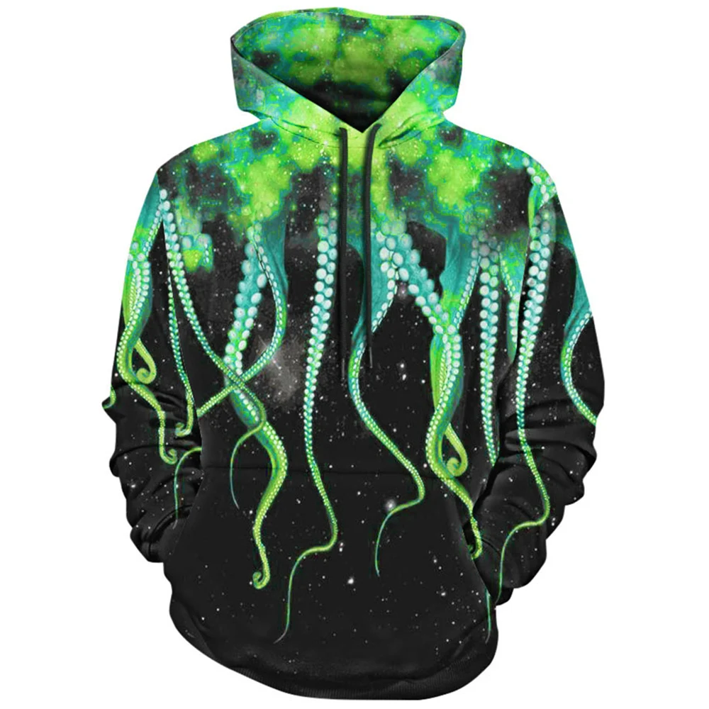 Толстовка с капюшоном 3d принтом Осьминог и карманом кенгуру|hoodies casual|fashion hoodiehoodie