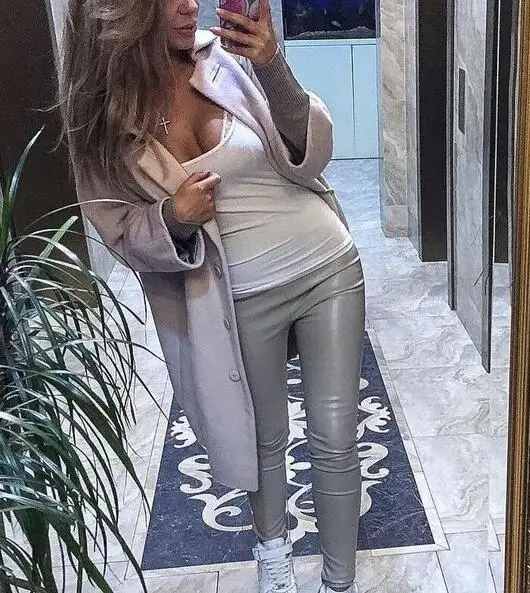 

Leather pants 2018 new fashion thin women playing underpants and Pu lustre pants