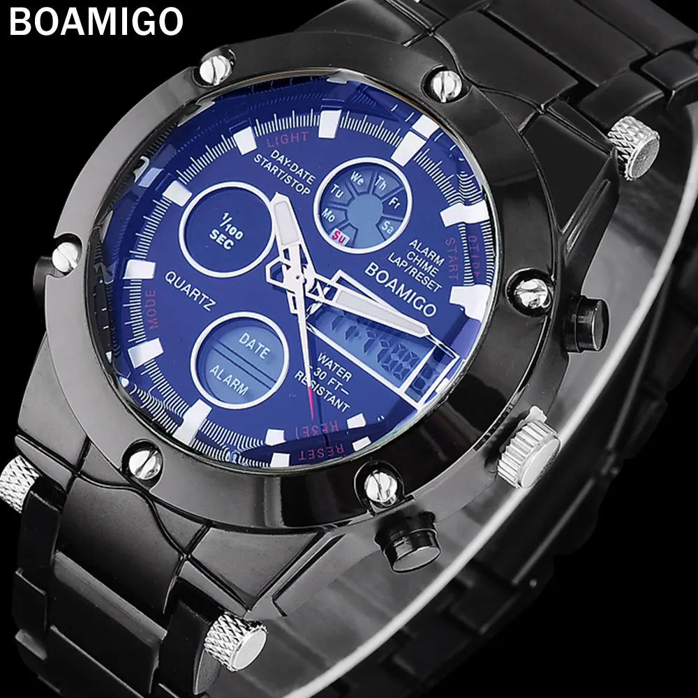 Мужские спортивные электронные кварцевые часы со светодиодной подсветкой 30