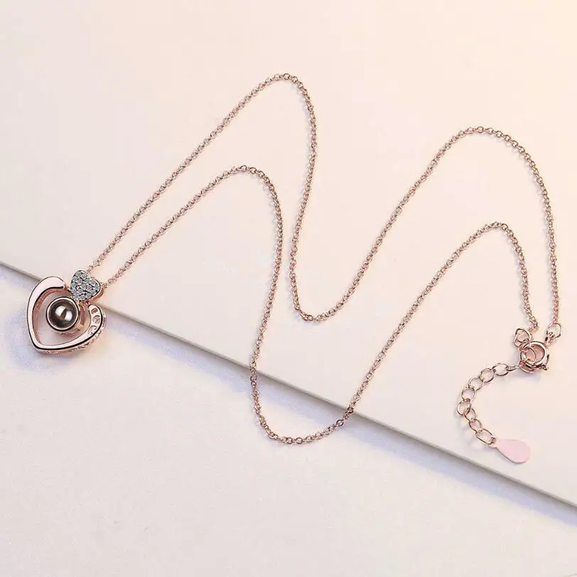 100 ожерелья с подвеской в форме сердца языком проекции из циркония для женщин