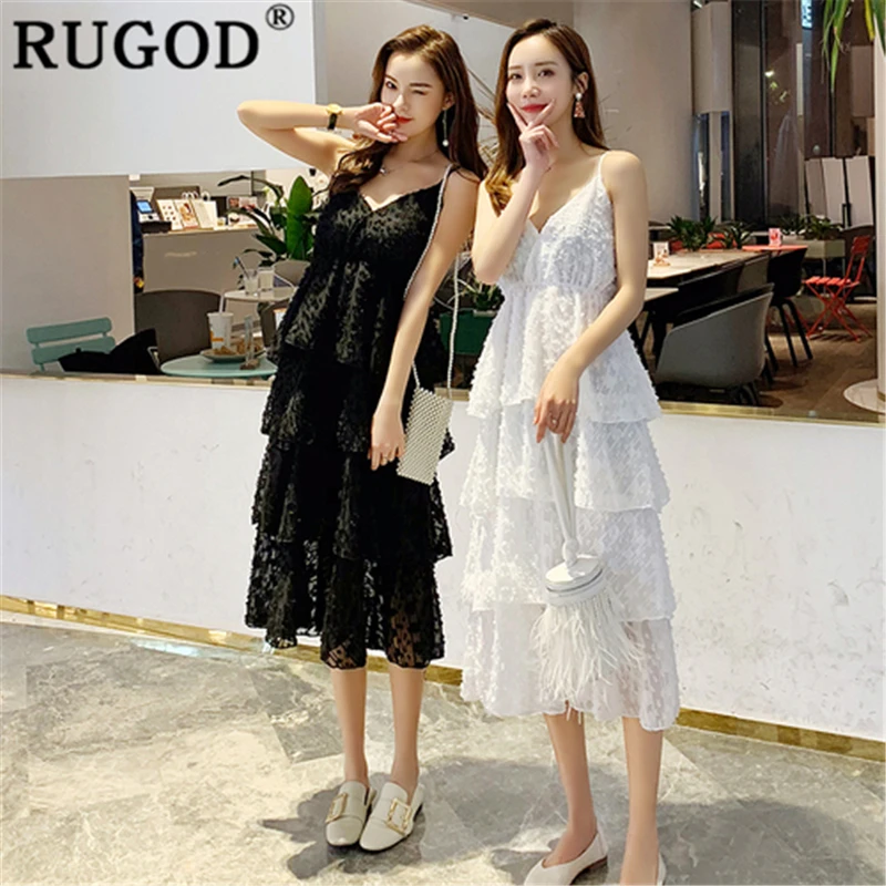 Женское платье с треугольным вырезом RUGOD однотонное средней длины в Корейском