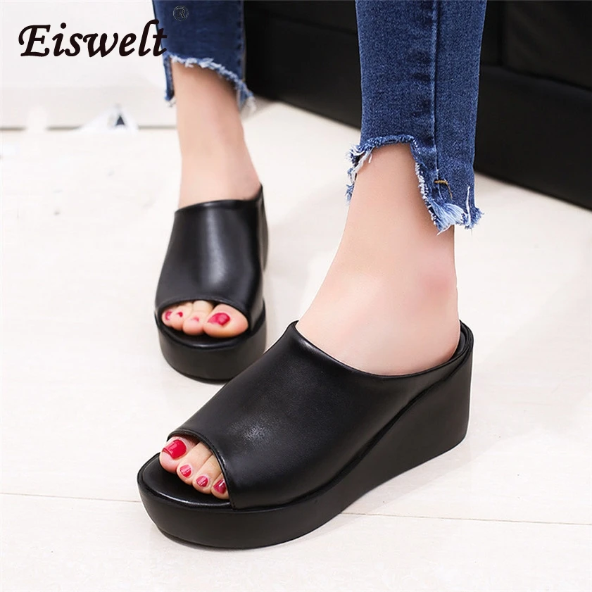 EISWELT/женская летняя модная обувь для отдыха Женские босоножки на танкетке с