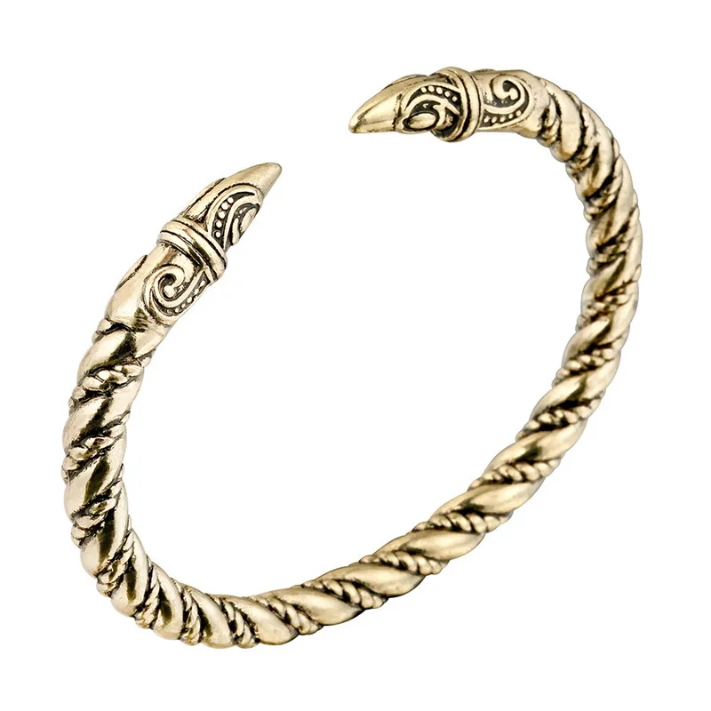 Style 2 Bronze Волк Ворон Дракон змеиная голова мужской браслет, Викинг Vikingos ювелирный браслет Vikingo Bangels для женщин - Окраска металла: Style 2 Bronze