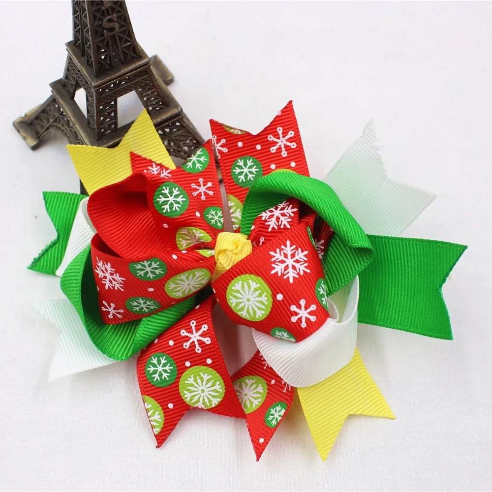 1610584 Рождественская серия банты из корсажной ленты с зажимом Детские для волос