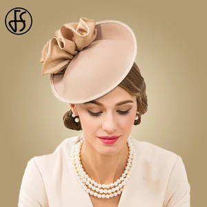 Женская фетровая шляпка-таблетка FS, винтажная шляпка в английском стиле, из 100% шерсти, для церкви и торжественных случаев, цвета хаки, демисезонная, 2019