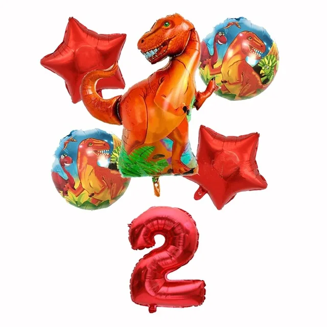 red 6pcs-32inch red2 Набор одноразовой посуды с динозавром из мультфильма, детский день рождения, детский душ, вечерние украшения с героями мультфильмов - Цвет: red 6pcs-32inch red2