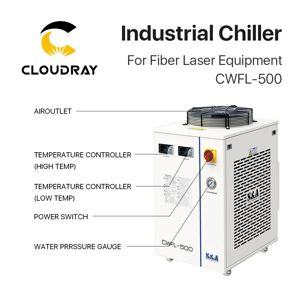 Cloudray S& A CWFL-500AN& 500BN& 500DN промышленный воздушный охладитель воды для волоконной лазерной гравировки, резки