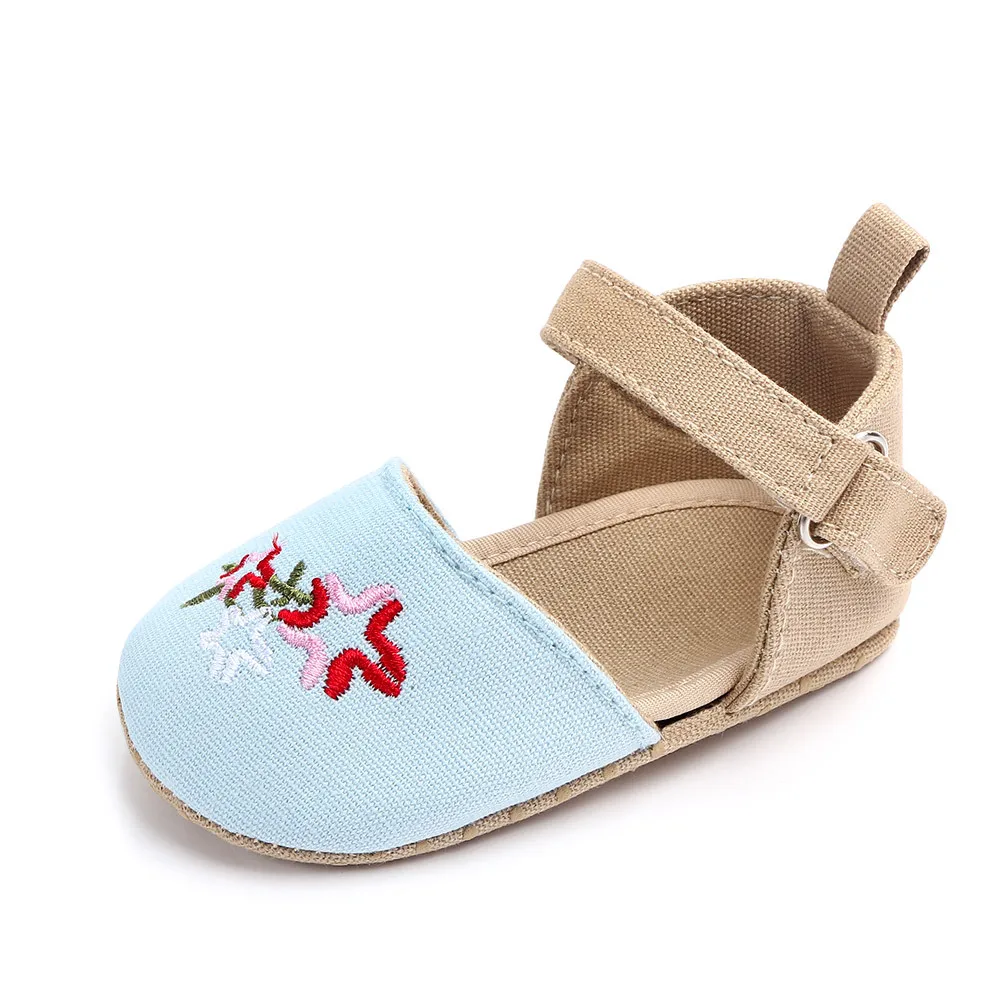 Новые прибывшие детские цветочные туфли для маленьких девочек первых шагов кеды холст малыши Мэри-Джейн для новорожденных противоскользящие принцессы.