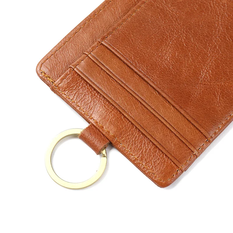 GUBINTU RFID Для мужчин ID кредитных карт с кольцом для ключей из натуральной кожи