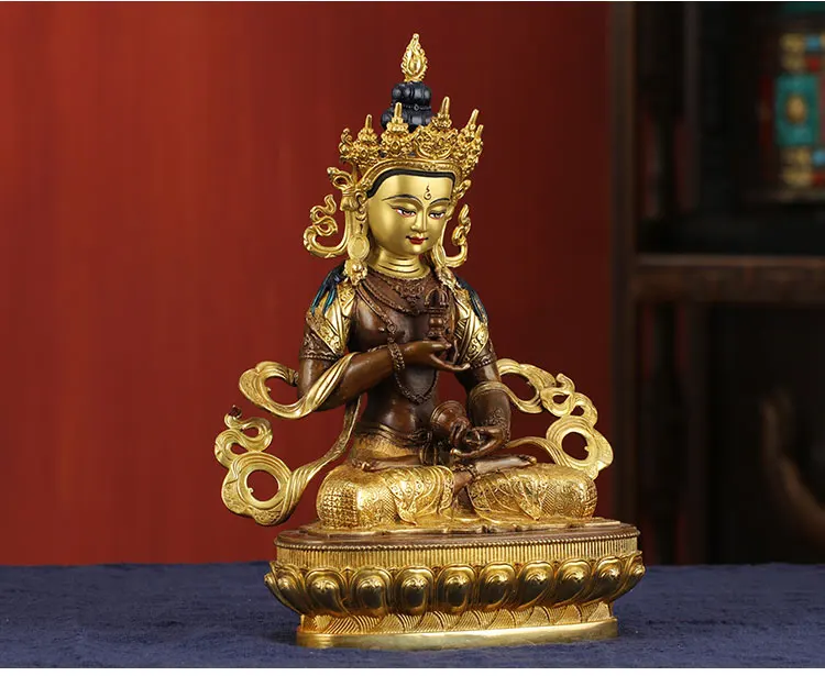 

2021 GOOD LUCK High-grade gilding Buddha brass statue HOME family effective protection Tibetan Nepal Vajrasattva Buddha 21CM